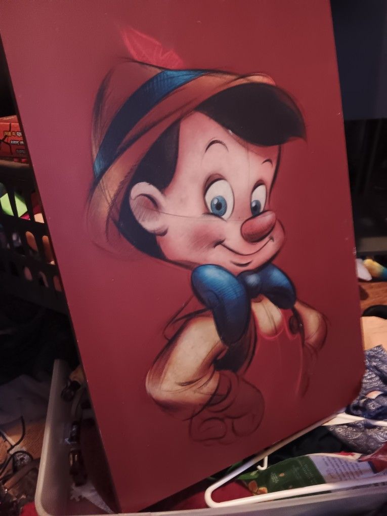 Walt DISNEY PINOCCHIO PAINTING ON CANVAS 23×16