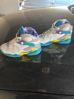 Air Jordan 8 White Teal Yellow High-Top Sneakers