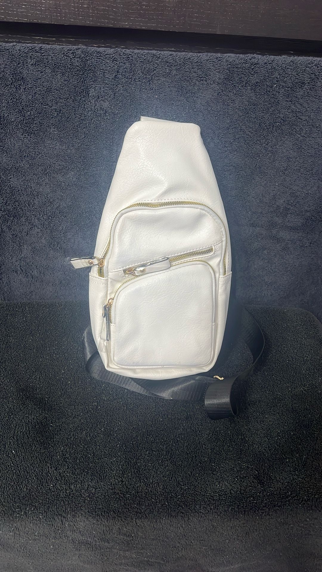 Men’s Shoulder Bag White Leather 