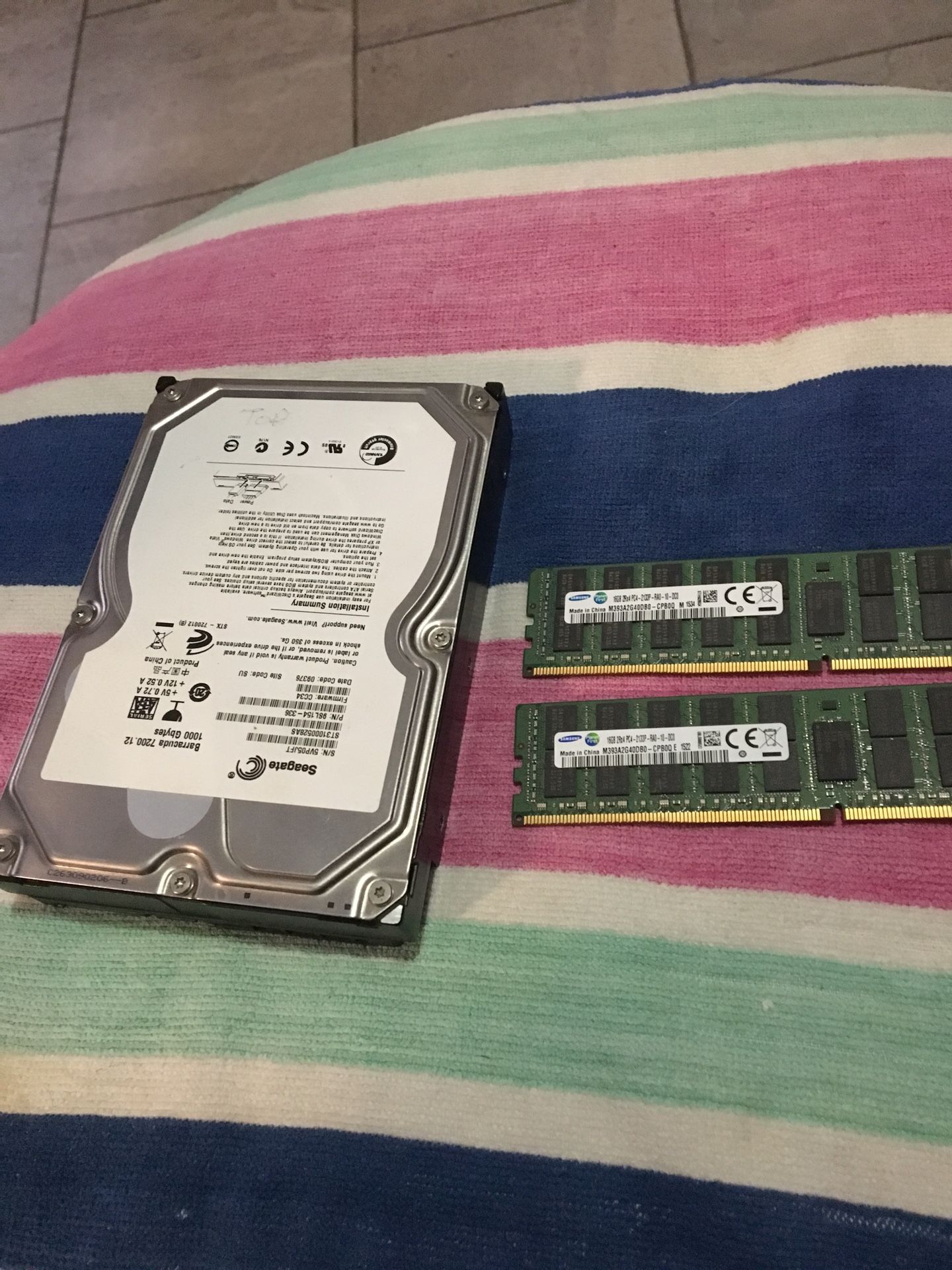 1TB hardrive and 32 GB memory ram PC4 for PC