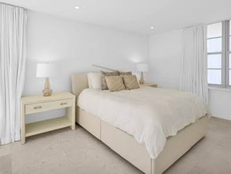 Raleigh Low Headboard Storage Bed in Queen Size in high performance basketweave linen.