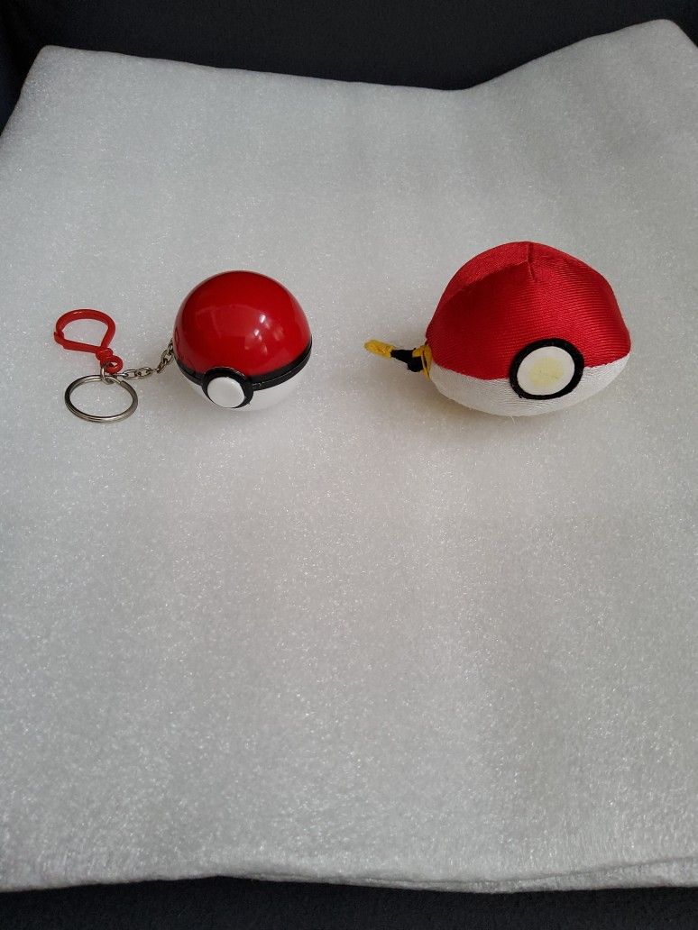 Pokémon Gengar Keychain and Pikachu Plushy Pokeball