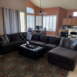 Ashley Furniture Living room Set - Microfiber In Mint Shape.  Hidden Storage Ottoman 