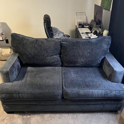 Blue Fabric Love Seat Couch Sofa