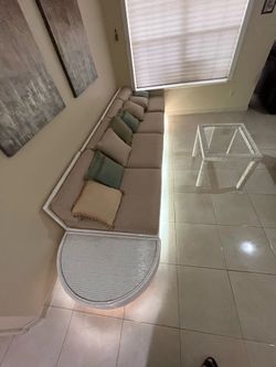 Modular lighted sofa with side & coffee table