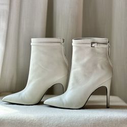 Authentic Reiss Ashton Leather Off White Ankle Boots