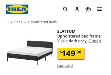 IKEA SLATTUM UPHOLSTERED BED FRAME (BRAND NEW IN BOX) (QUEEN SIZE)