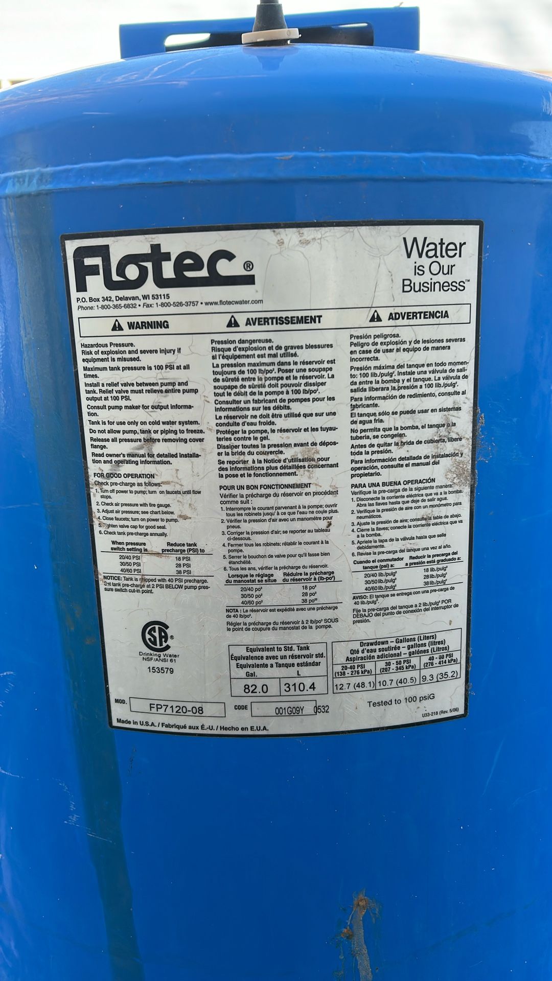 Pressurized Well Tank