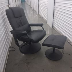 Black Leather Reclining Chair With Ottoman 
