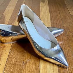 Bata Metallic Rose Gold Ballerina Shoes