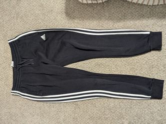 Adidas Black Tapered Joggers W/ White Stripes