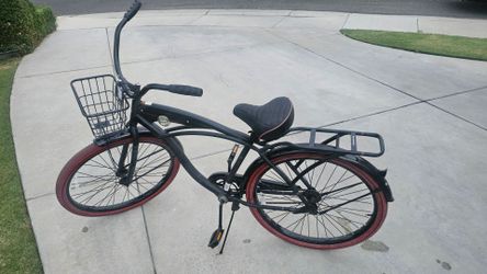 Black Cruiser Bike with Red Tires