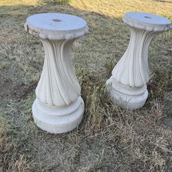 “Concrete Garden Pedestals / Plant Stands – Heavy Duty – Set of 2”
