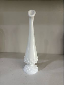 Vintage Fenton milk glass hobnail bud vase