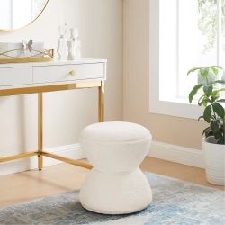 16'' W Drum Boucle Ottoman for Living Room, Bedroom, Hallway