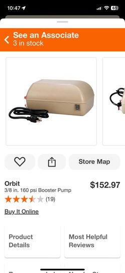 Orbit 3/8 in. 160 psi Booster Pump