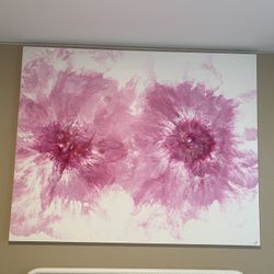 Painting, Large Breast Cancer Awareness Floral 