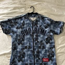 Supreme Kanji Camo Zip Up Baseball Jerse