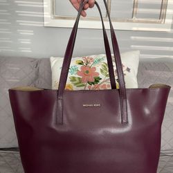 MICHAEL KORS Emry Large Leather Tote Purse PLUM