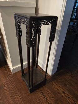 Vintage Asian-Style Tall Pedestal Plant Stand / Display Stand