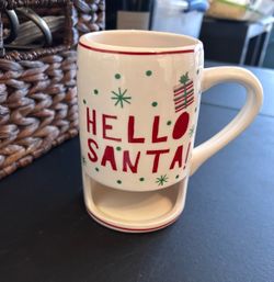 Hello Santa Christmas Mug with Cookie Holder