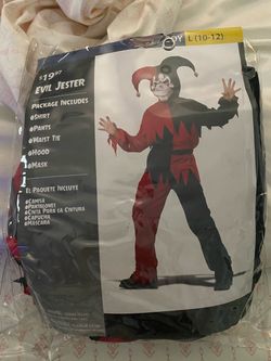 Evil Jester Kids Halloween Costume Size L (10-12)