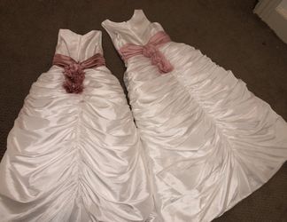 Two flower girl taffeta dresses wedding 4T and 7/8