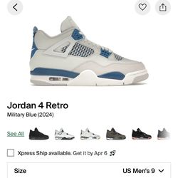 Jordan 4 Military Blue Size 9