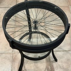 Glass and metal table