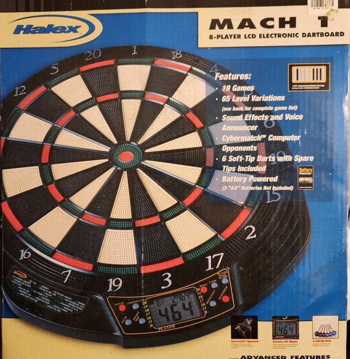 Halex Mach 1 8 Player Electronic Dart Board 64300 Red Green Black