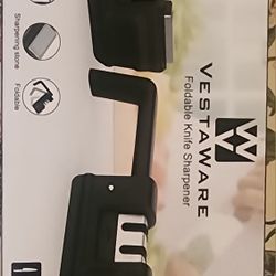 Knife Sharpeners, Foldable Handle, 3 in 1 Blade and Scissor Sharpening Tool to Help Polish, Sharpen and Repair Kitchen Knives with Sharpener Stone,Â
