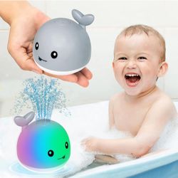 TFS TOP·FANS Baby Whale Bath Toy Infant: Light Up Fountain 6-12 Months Old Bathtub 18-24 Pool 3 4 5 7 8 9 10 15 Sprinkler Tub Water Toys Toddlers 1 Gi