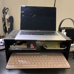 2 Tiers Wooden Desktop Monitor Stand Riser 