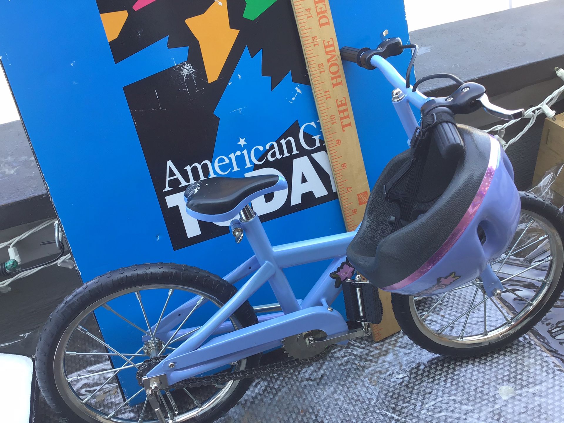 American Doll bicycle and helmet