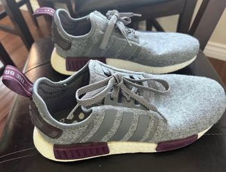 Adidas Men’s NMD R1 Wool Sneaker - CQ0761 - Grey Four/White/Maroon, size- US 9