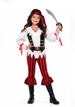 New Forum Novelties Red & Black Pirate Lass Costume for Kids Size: X-Large