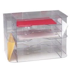 Large Clear Plastic/Acrylic Desk Letter/Sorter/Organizer~6 Trays~2-3Dividers