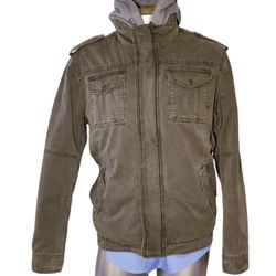 LEVIS BOMBER FLIGHT GREEN ARMY MILITARY REMOVABLE HOOD JACKET SIZE XL
