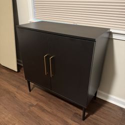 Black 2-Door Cabinet Storage Dresser with Gold Handles