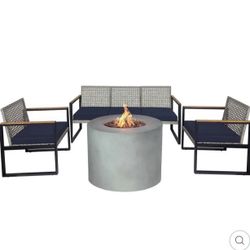 Kinger Home Loren 32-Inch Round Propane Fire Pit Table, Alloy Steel Outdoor Fire Pit with 50,000 BTUs, CSA Certified, Includes Lava Rocks and Weatherp