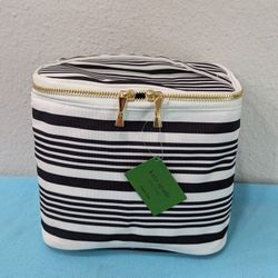 Kate Spade Stripe Lunch Bag/ Tote Black & White Insulated Brand New 