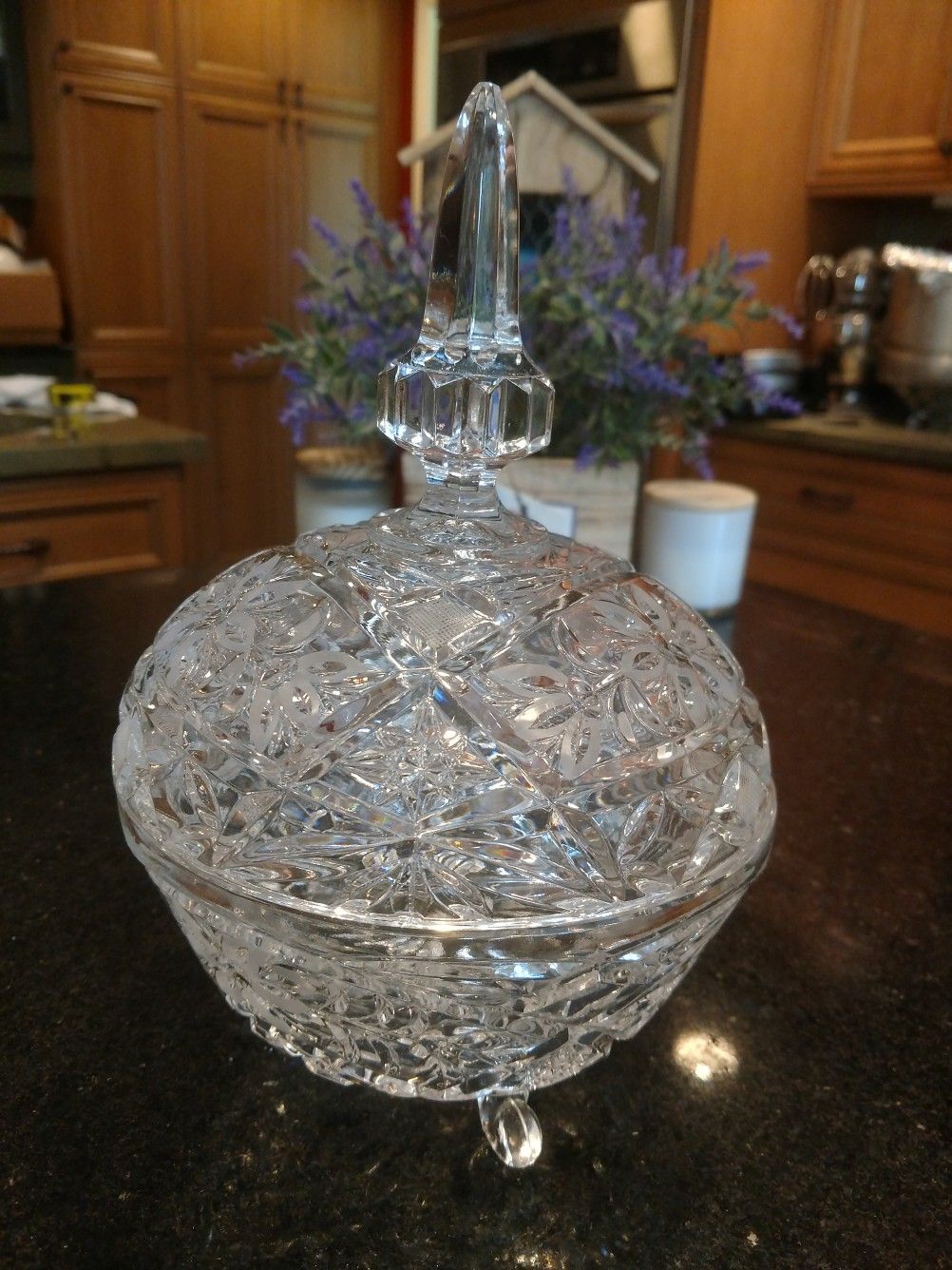 Crystal Footed Bon Bon Dish With Lid