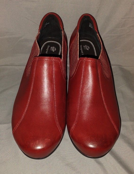 Abeo Caia Dark Red Leather Bio System Slip On Clogs Women's 9.5