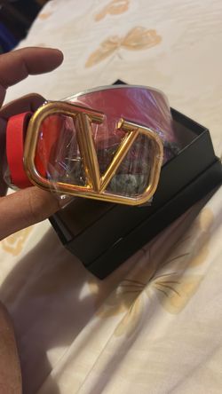 Valentino VLogo Red Leather Belt