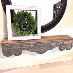 Wall Floating Shelf Made With Wood And Metal