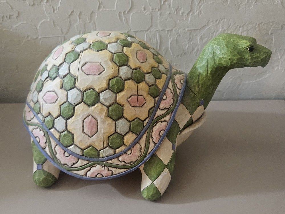 Jim Shore Heartwood Creek Colorful Turtle Figurine 10" L x 7" W x 5.5" tall
