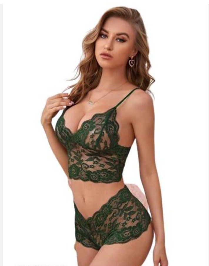 Fashion underwear sexy underwear printed nightdress women's sexy lingerie, lace bra and thong set Plus Size