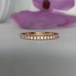 Rose Gold Vermeil Half Eternity Band With Moissanites