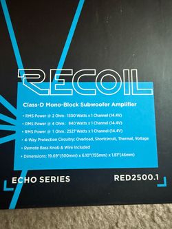 Recoil Echo Series RED2500.1 Mono Amplifier