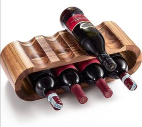 Wooden Countertop Wine Rack – 8-Bottle Acacia Wine Holder Stand – Freestanding Wine Storage